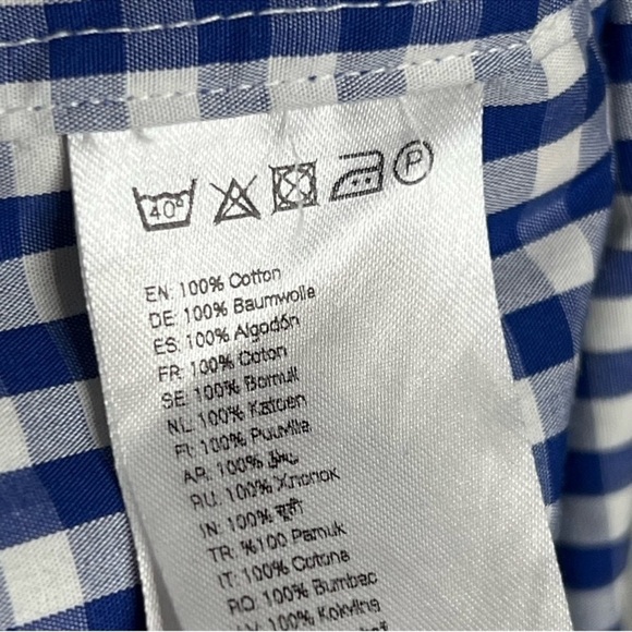 Eton Blue/White Plaid Contemporary Slim Poplin Dress Shirt 42 | 16.5 - Picture 7 of 9